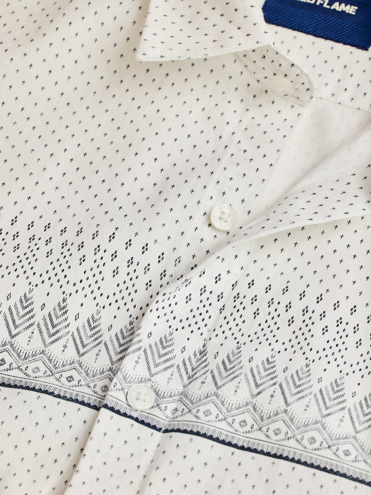 White Pure Cotton Printed Shirt