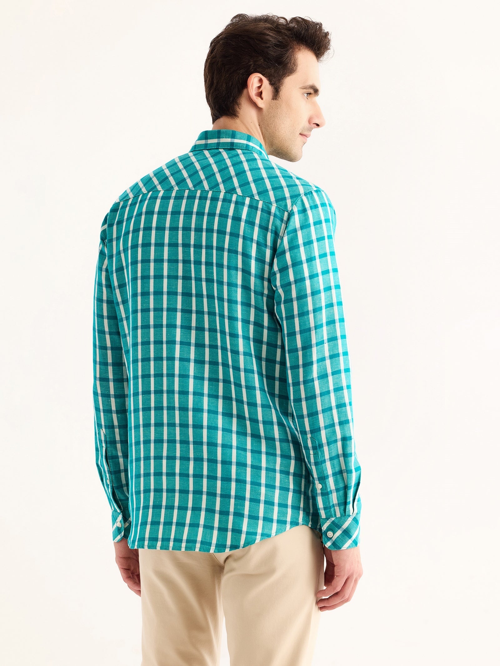 Green Checked Linen Shirt