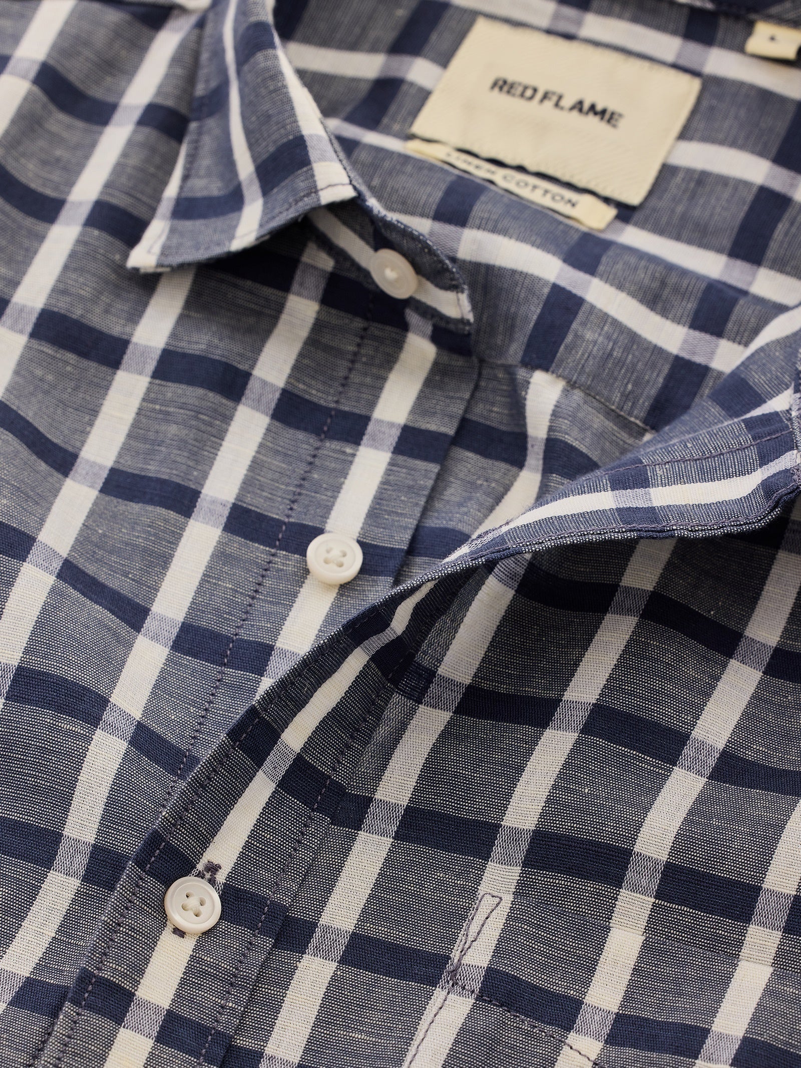 Grey Checked Linen Shirt