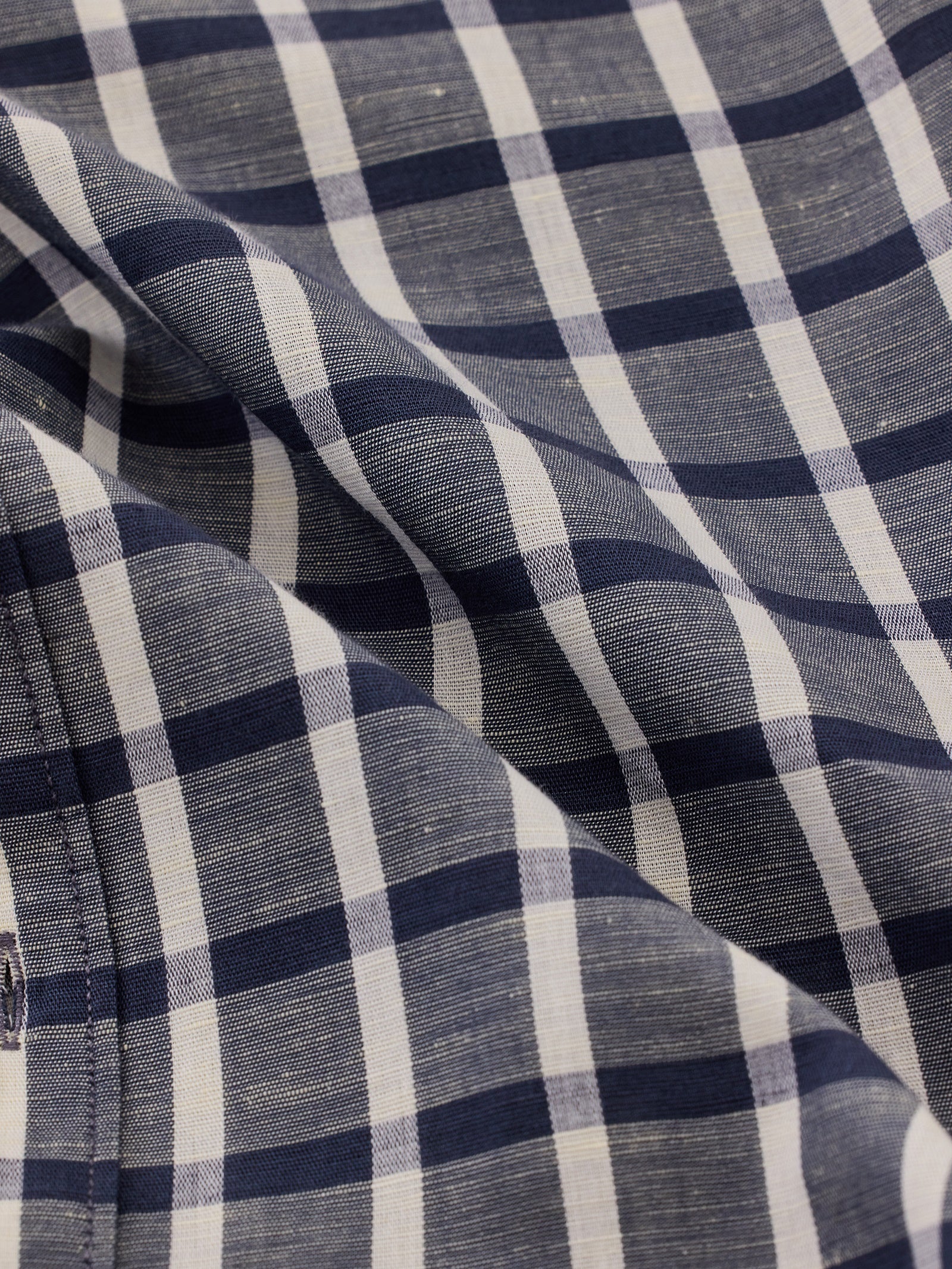 Grey Checked Linen Shirt
