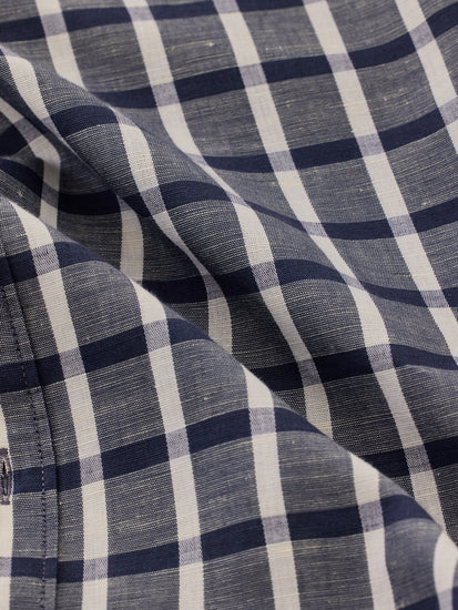 Grey Checked Linen Shirt