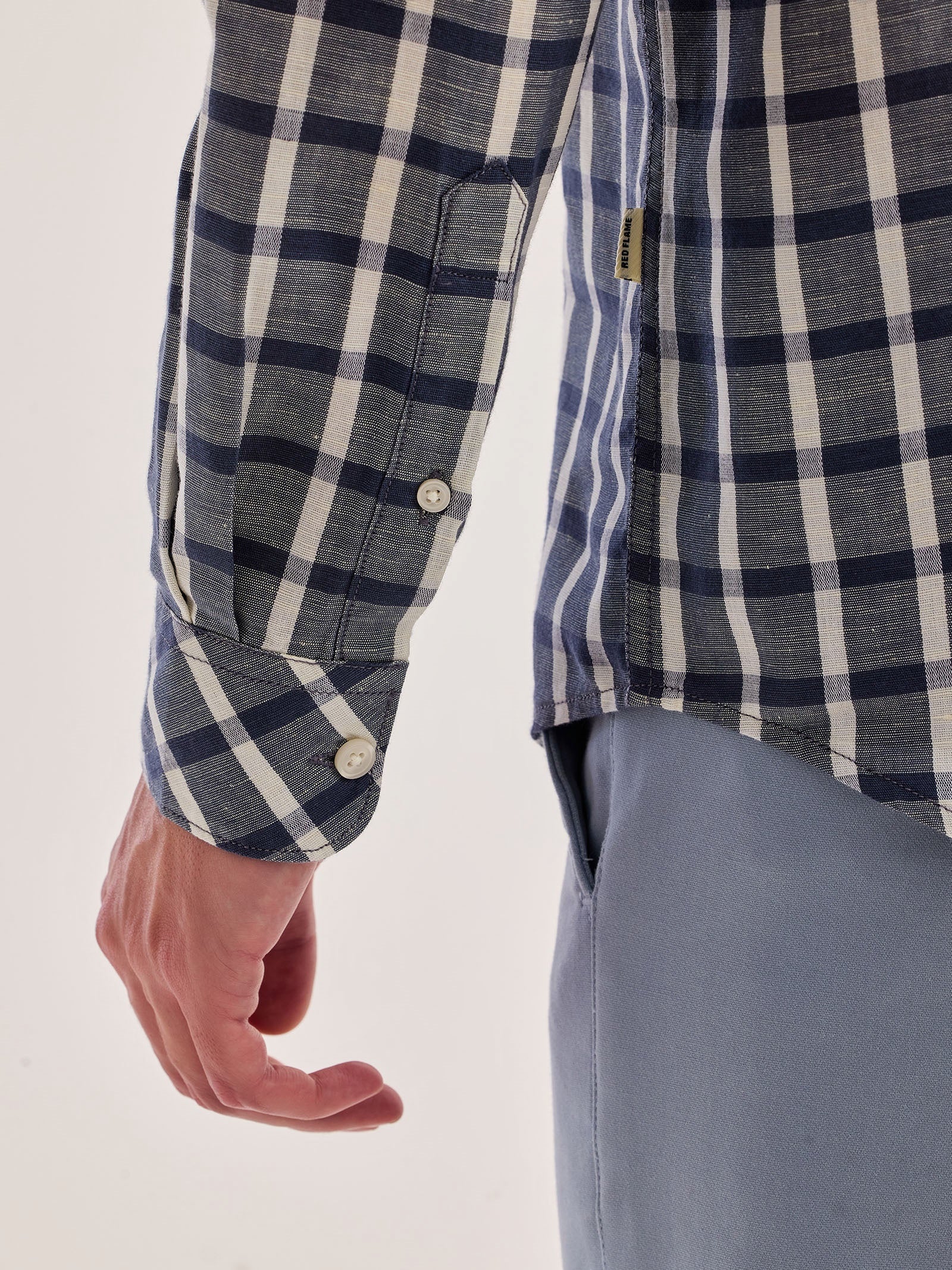 Grey Checked Linen Shirt