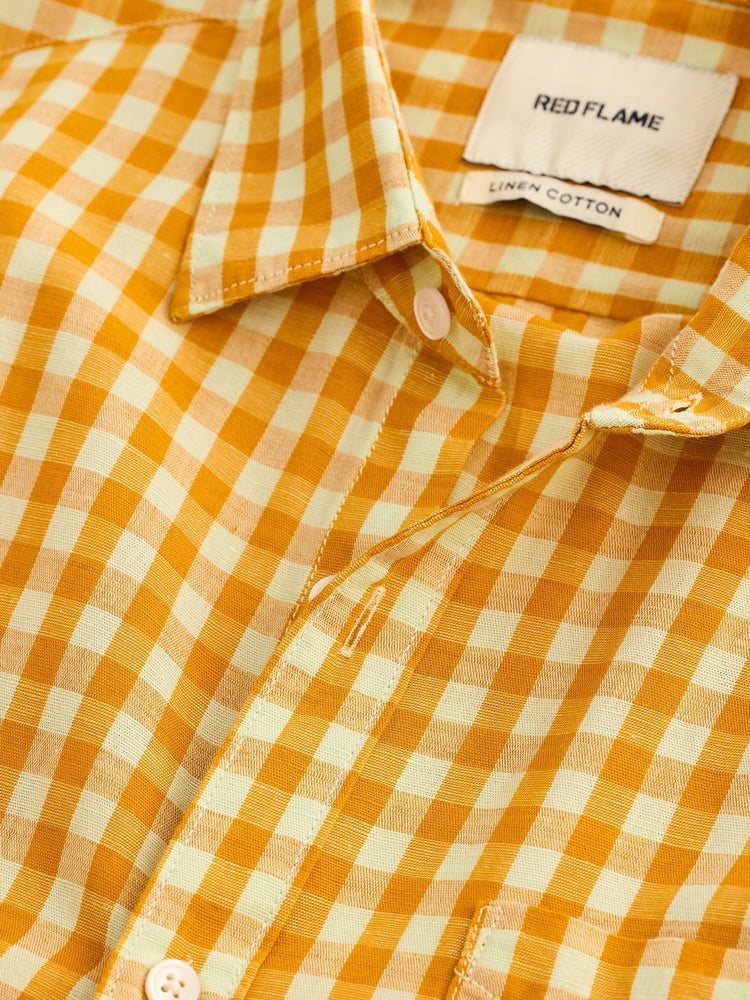 Yellow Checked Linen Shirt