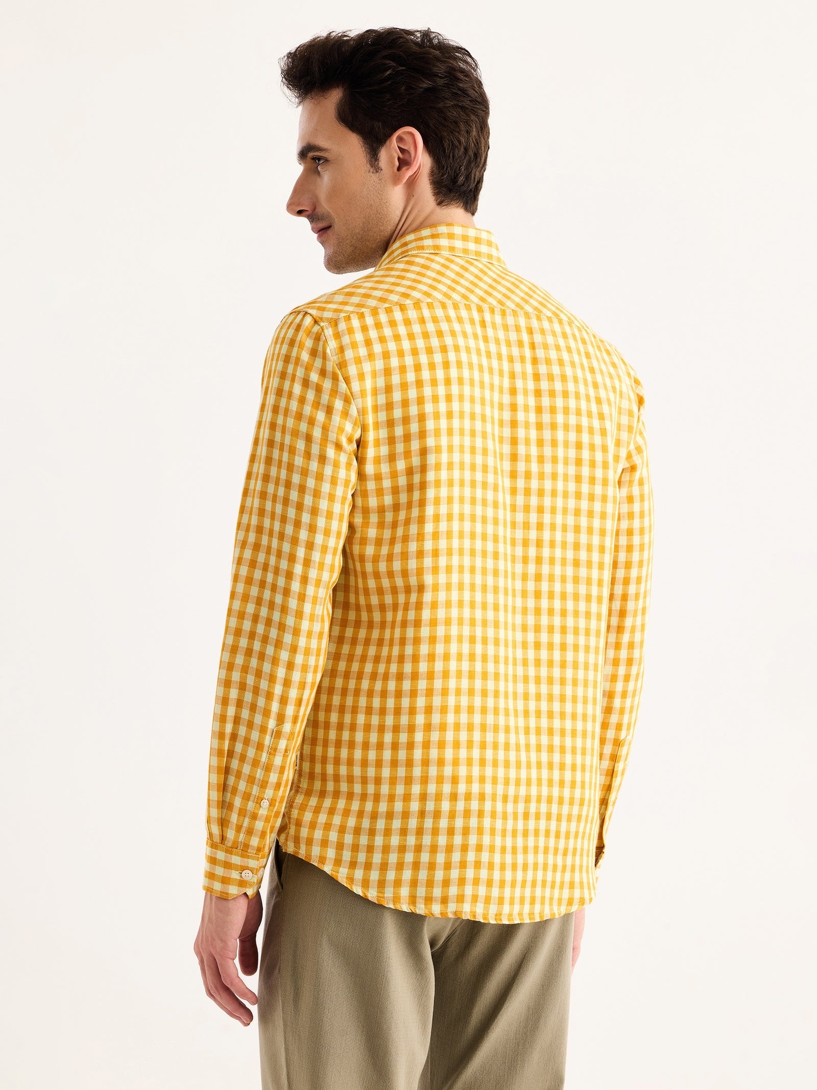 Yellow Checked Linen Shirt