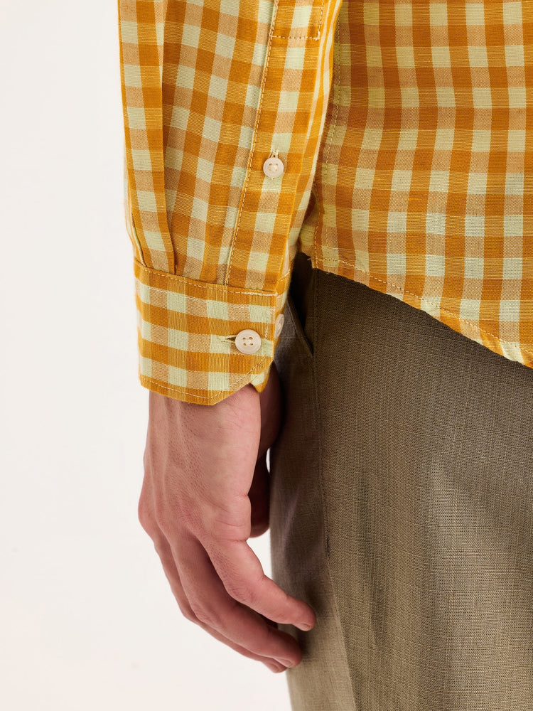 Yellow Checked Linen Shirt