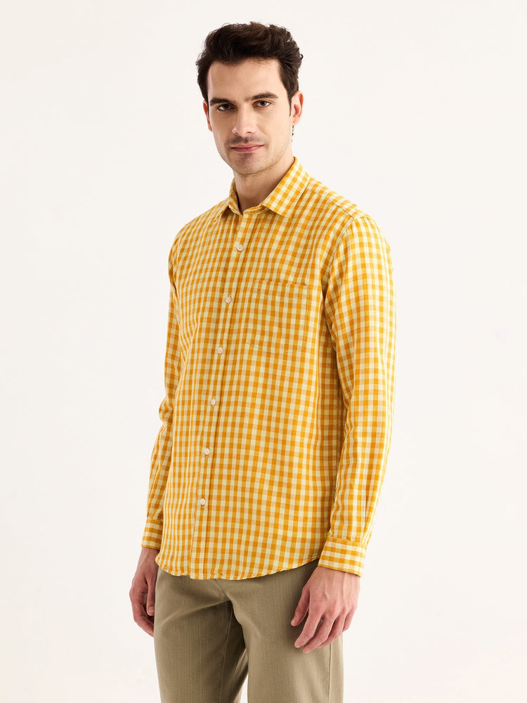 Yellow Checked Linen Shirt