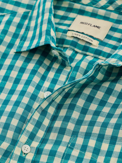 Green Checked Linen Shirt