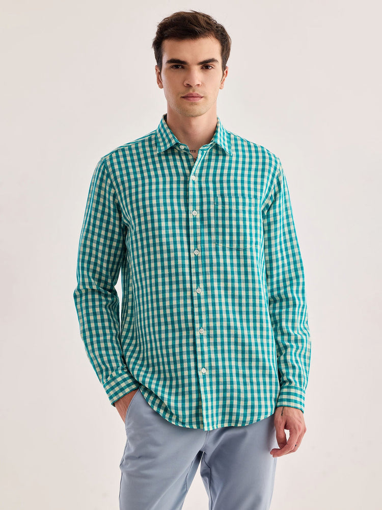 Green Checked Linen Shirt