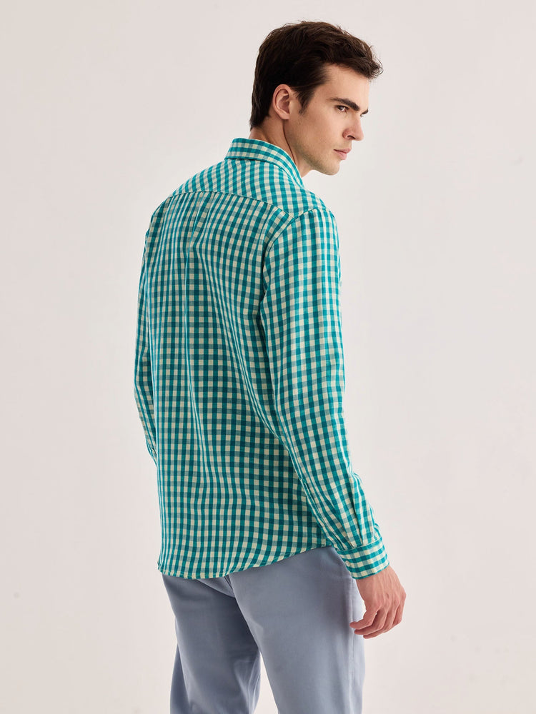 Green Checked Linen Shirt