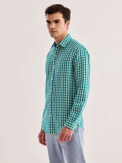 Green Checked Linen Shirt
