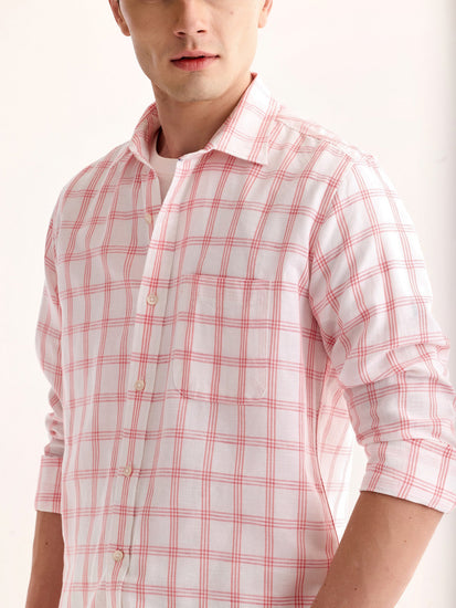 Pink Checked Linen Shirt
