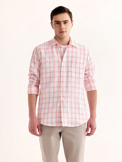 Pink Checked Linen Shirt
