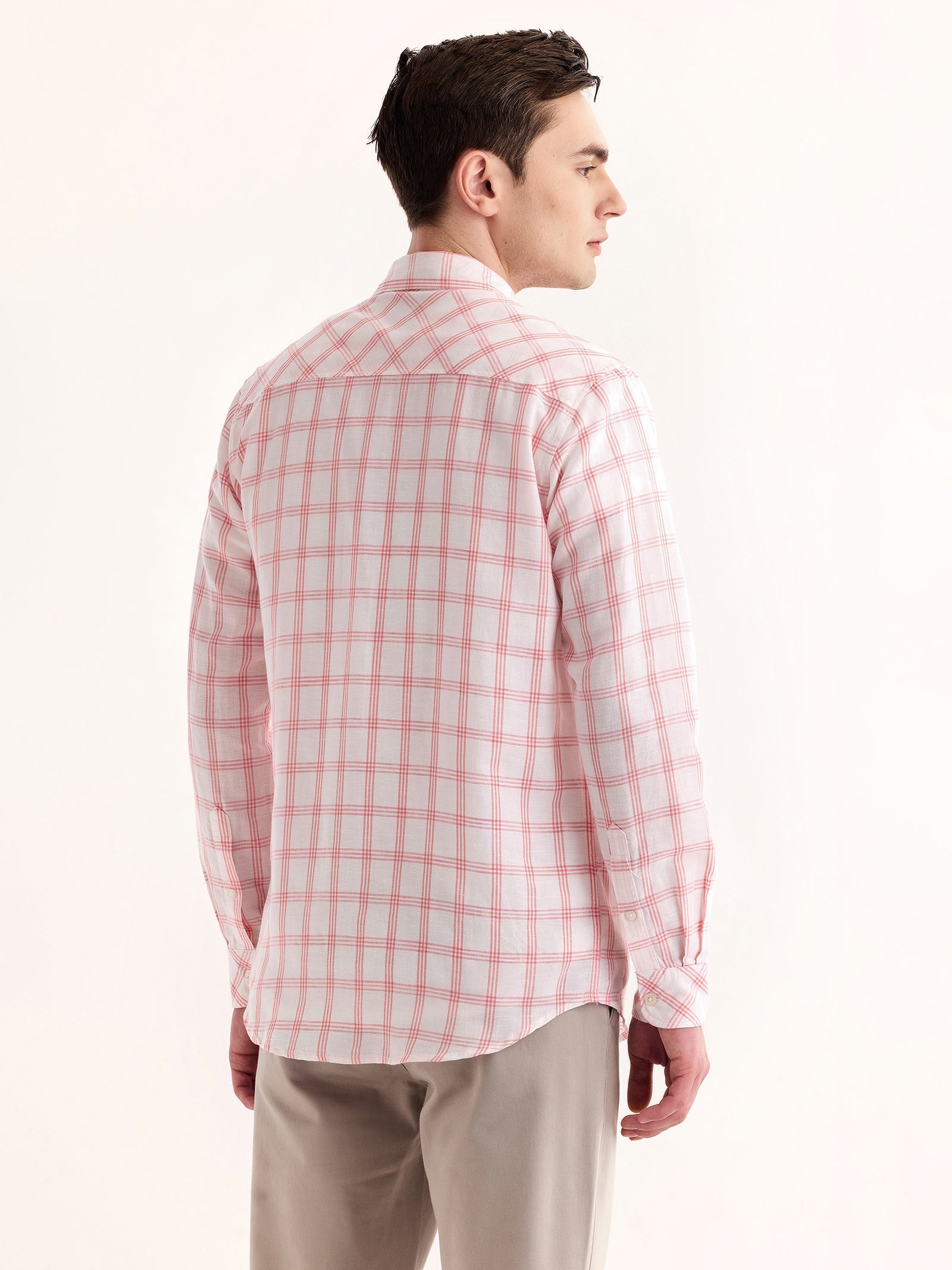 Pink Checked Linen Shirt
