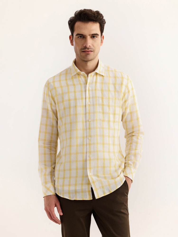 Yellow Checked Linen Shirt