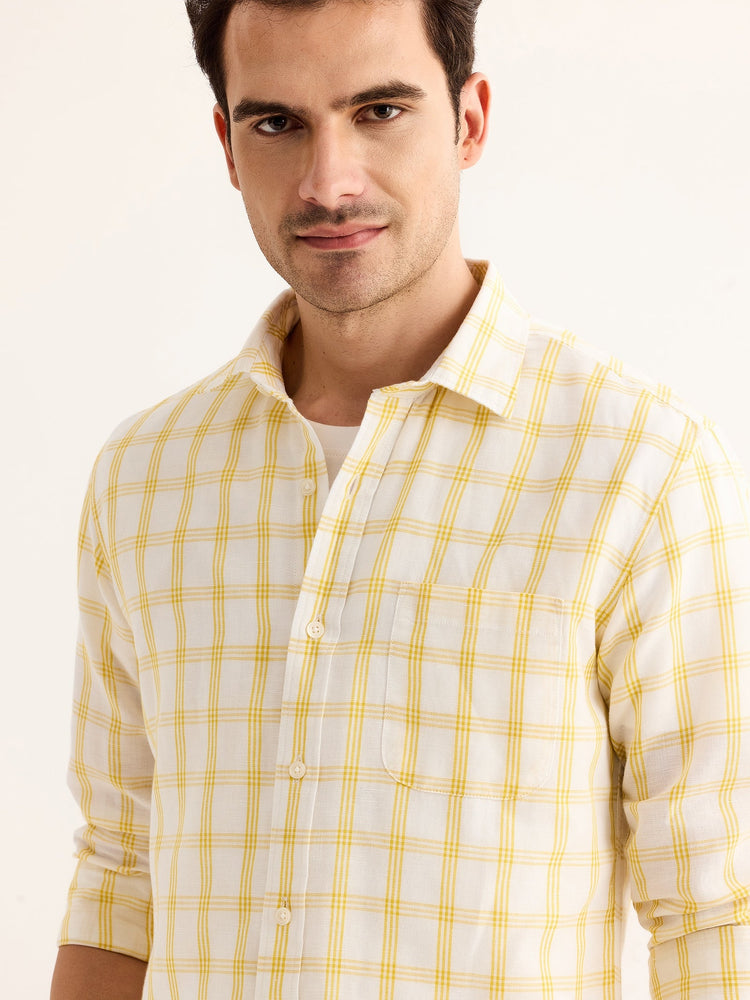 Yellow Checked Linen Shirt