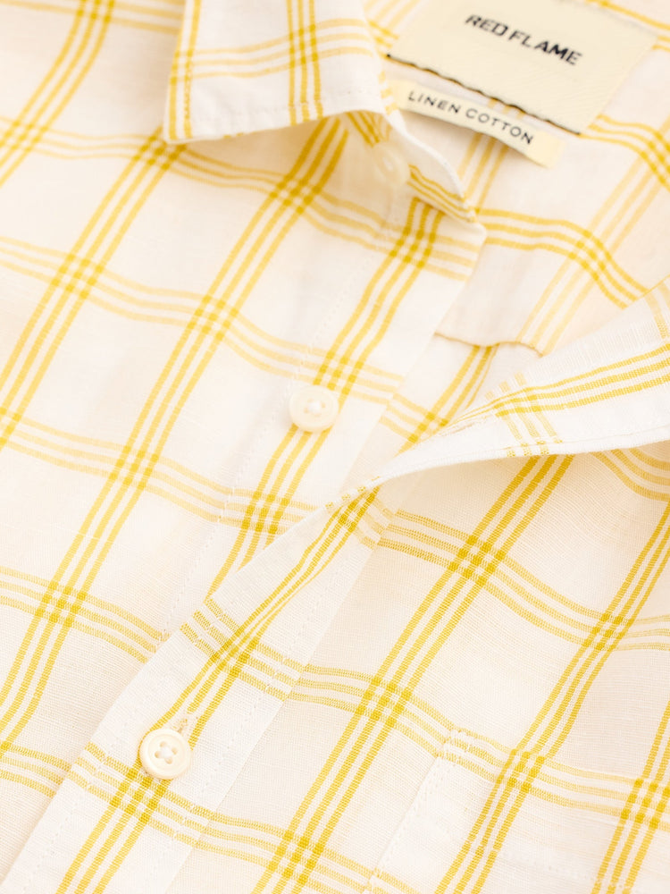 Yellow Checked Linen Shirt
