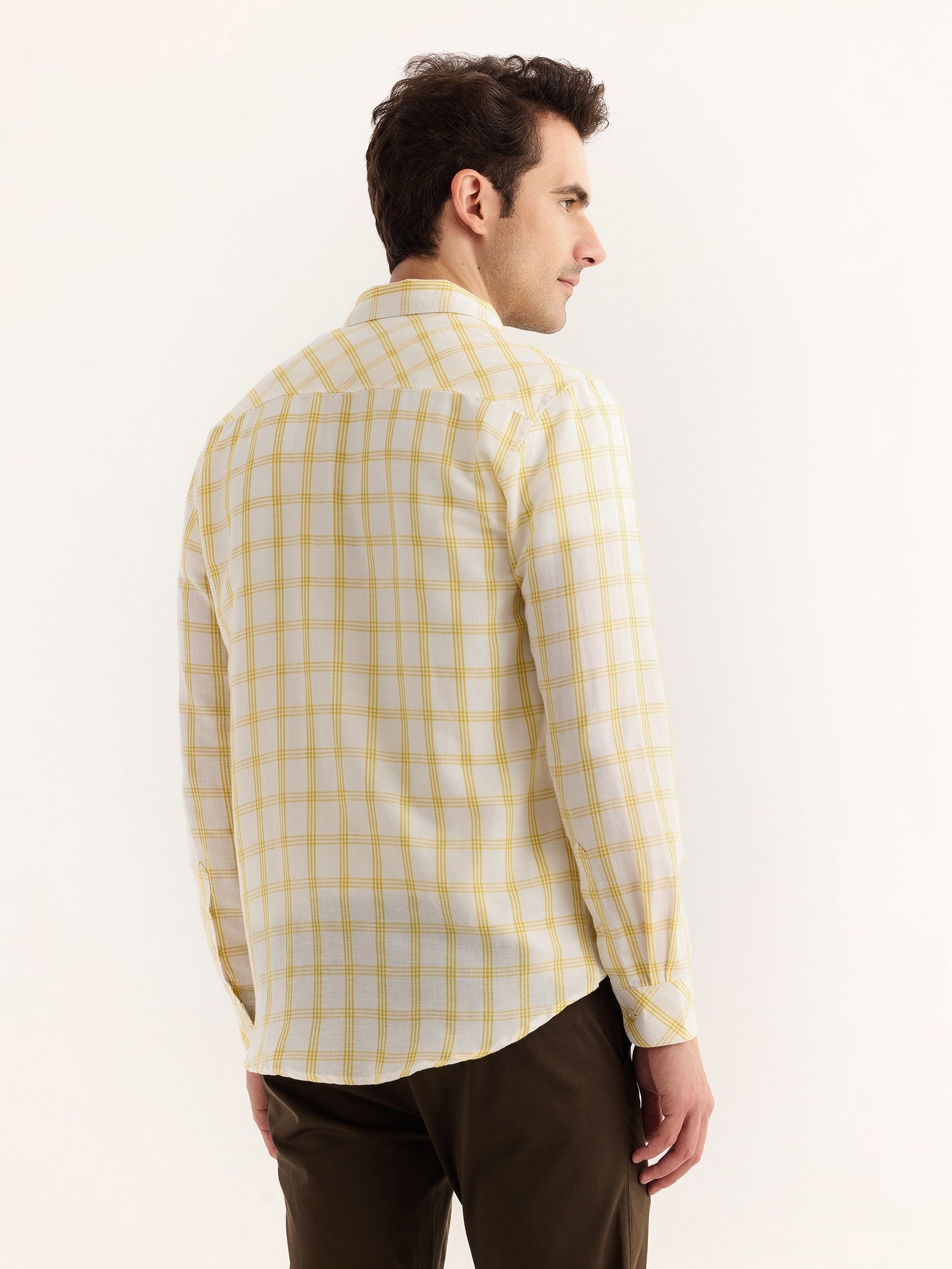 Yellow Checked Linen Shirt