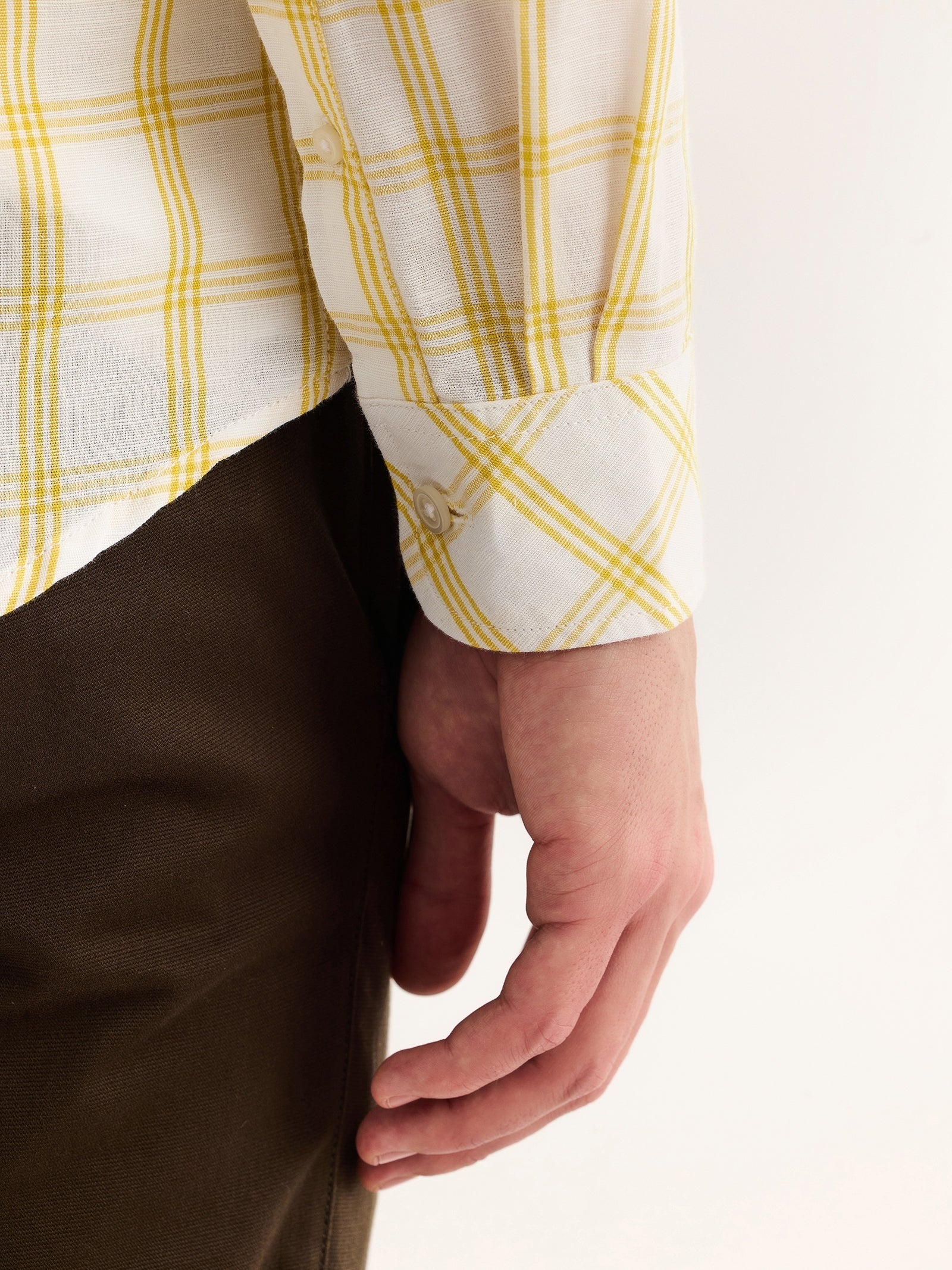 Yellow Checked Linen Shirt