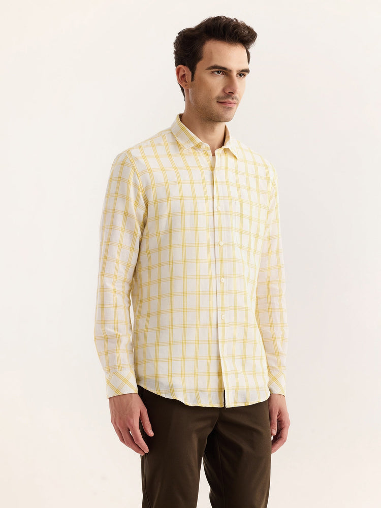 Yellow Checked Linen Shirt