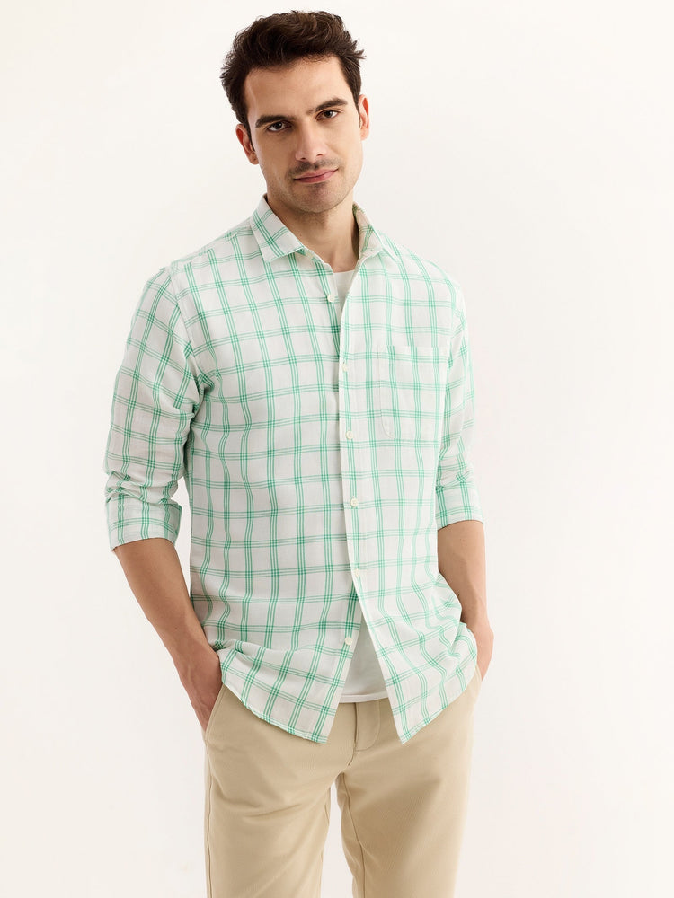 Green Checked Linen Shirt