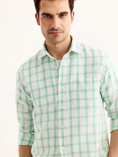 Green Checked Linen Shirt