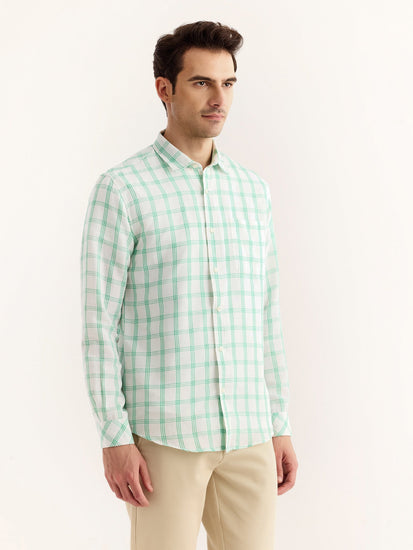 Green Checked Linen Shirt