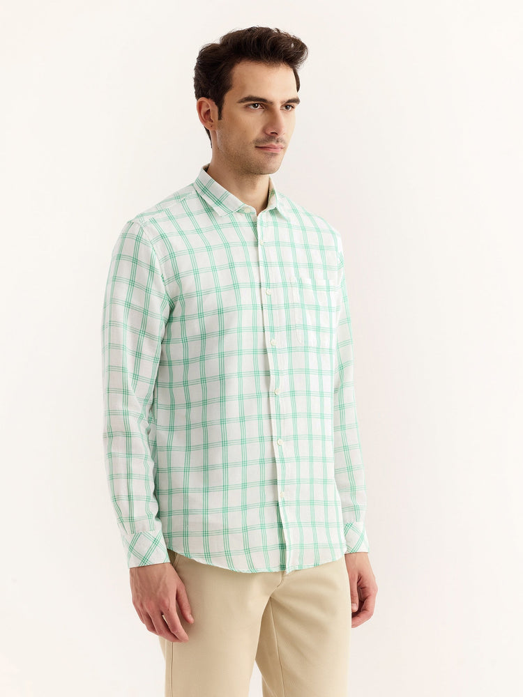 Green Checked Linen Shirt