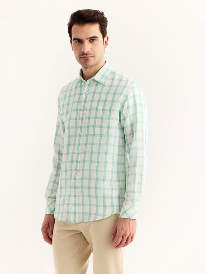 Green Checked Linen Shirt
