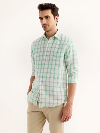 Green Checked Linen Shirt