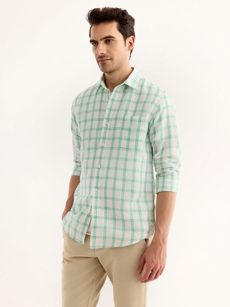 Green Checked Linen Shirt