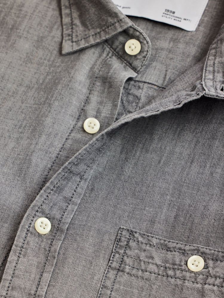 Grey Solid Denim Shirt
