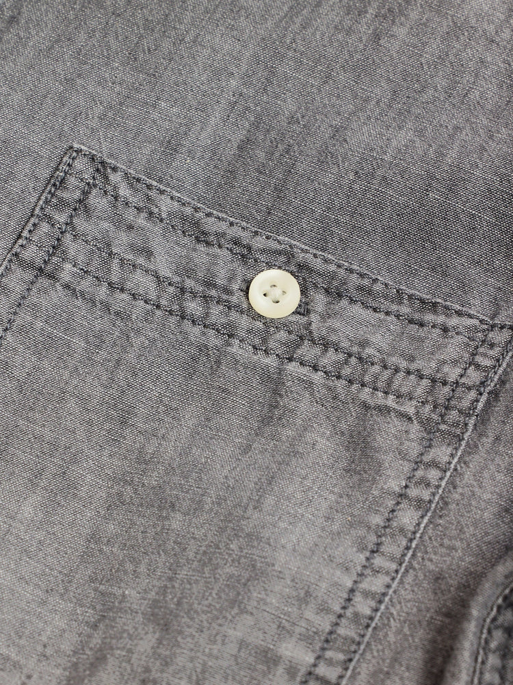 Grey Solid Denim Shirt