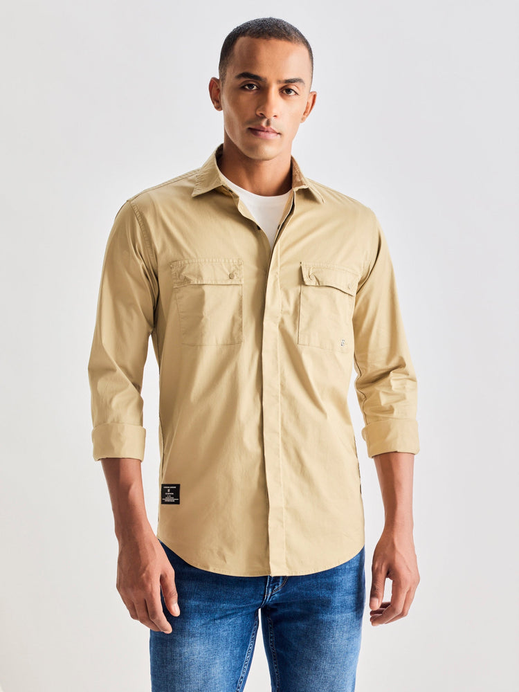 Khakhi Stretch Cargo Shirt