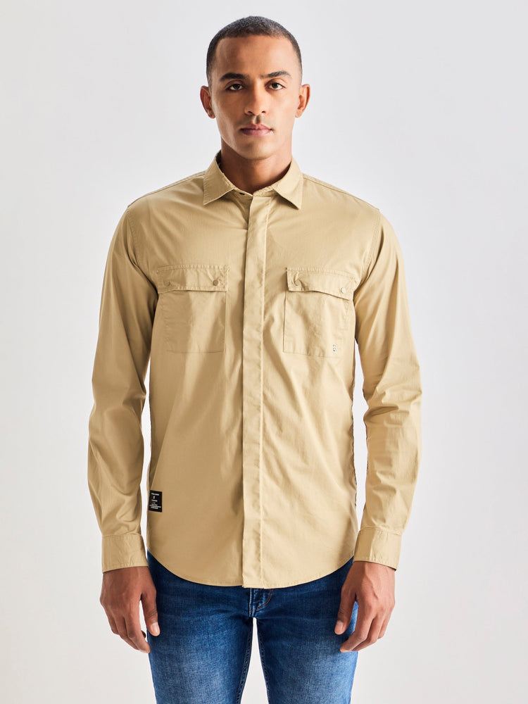 Khakhi Stretch Cargo Shirt