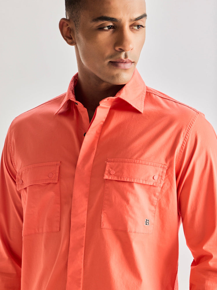 Orange Stretch Cargo Shirt