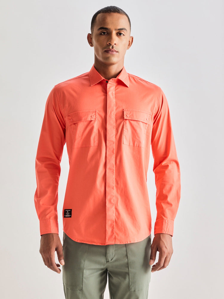 Orange Stretch Cargo Shirt