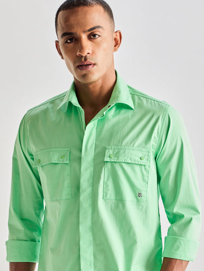 Green Stretch Cargo Shirt