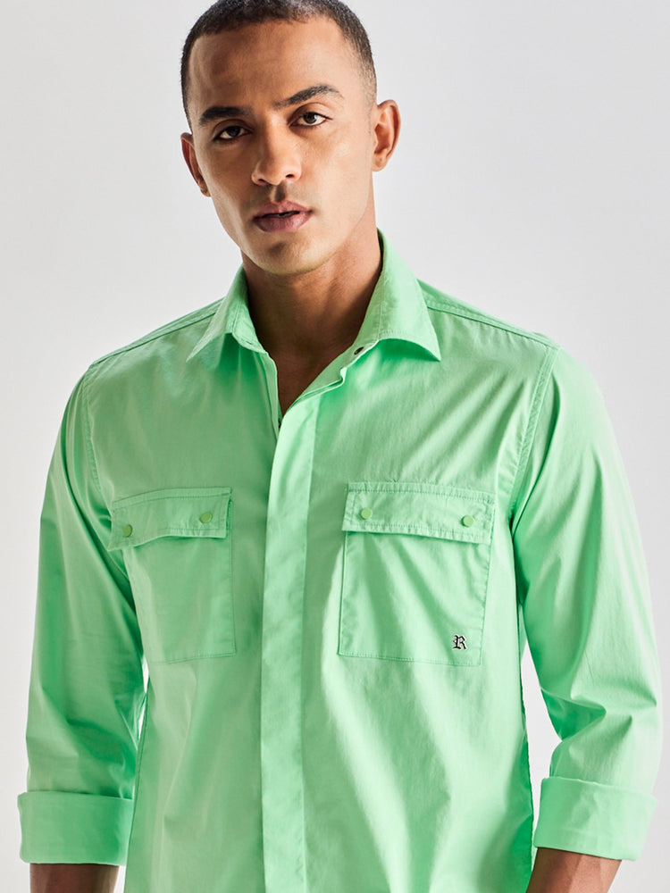 Green Stretch Cargo Shirt