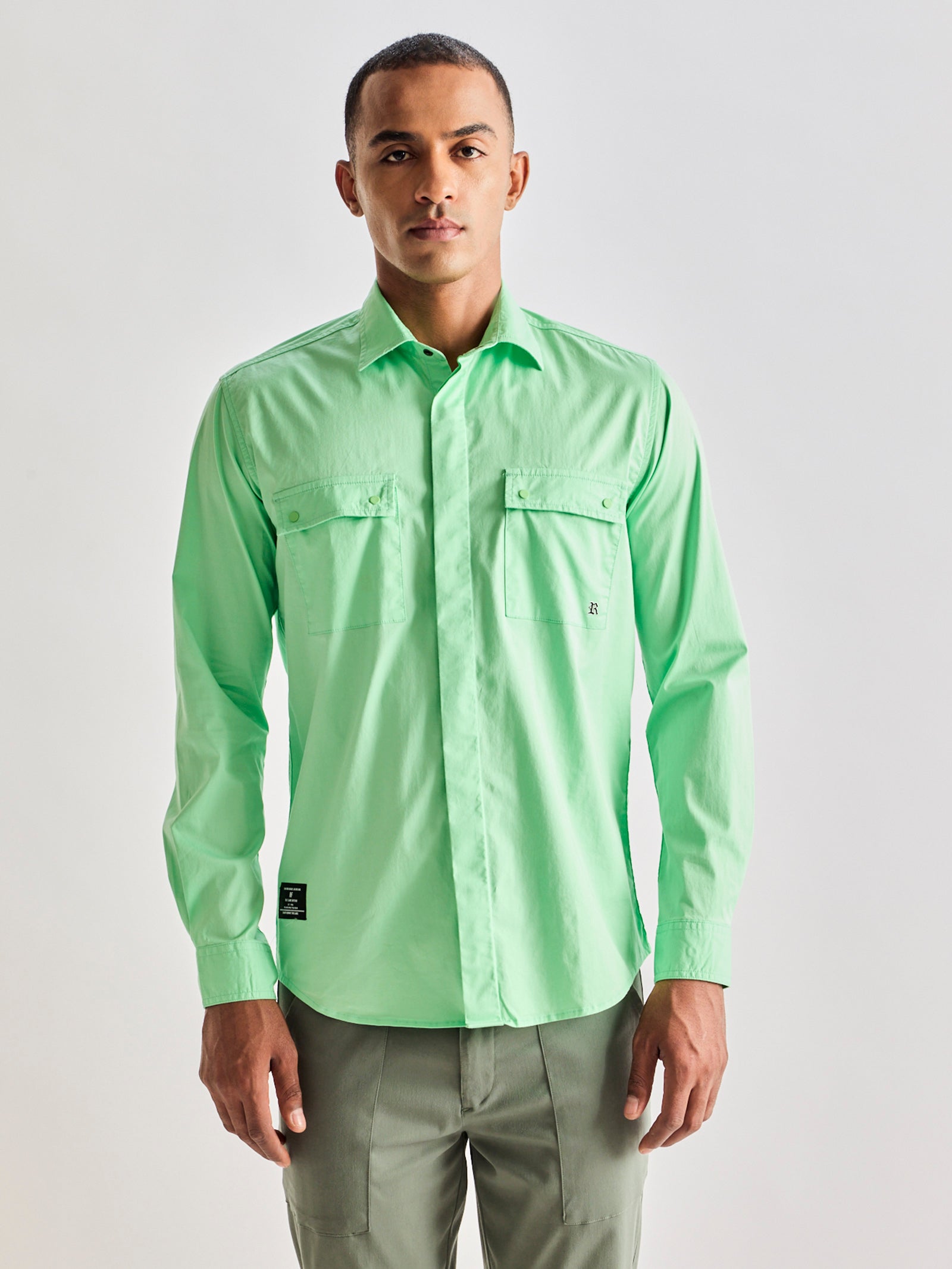 Green Stretch Cargo Shirt