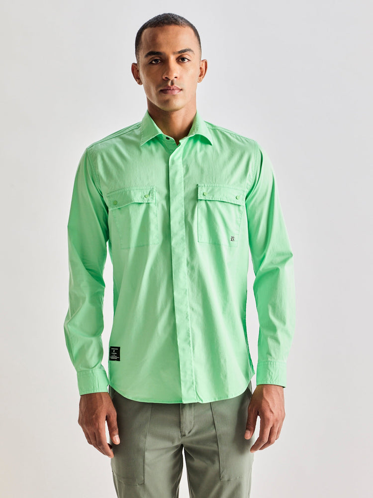 Green Stretch Cargo Shirt