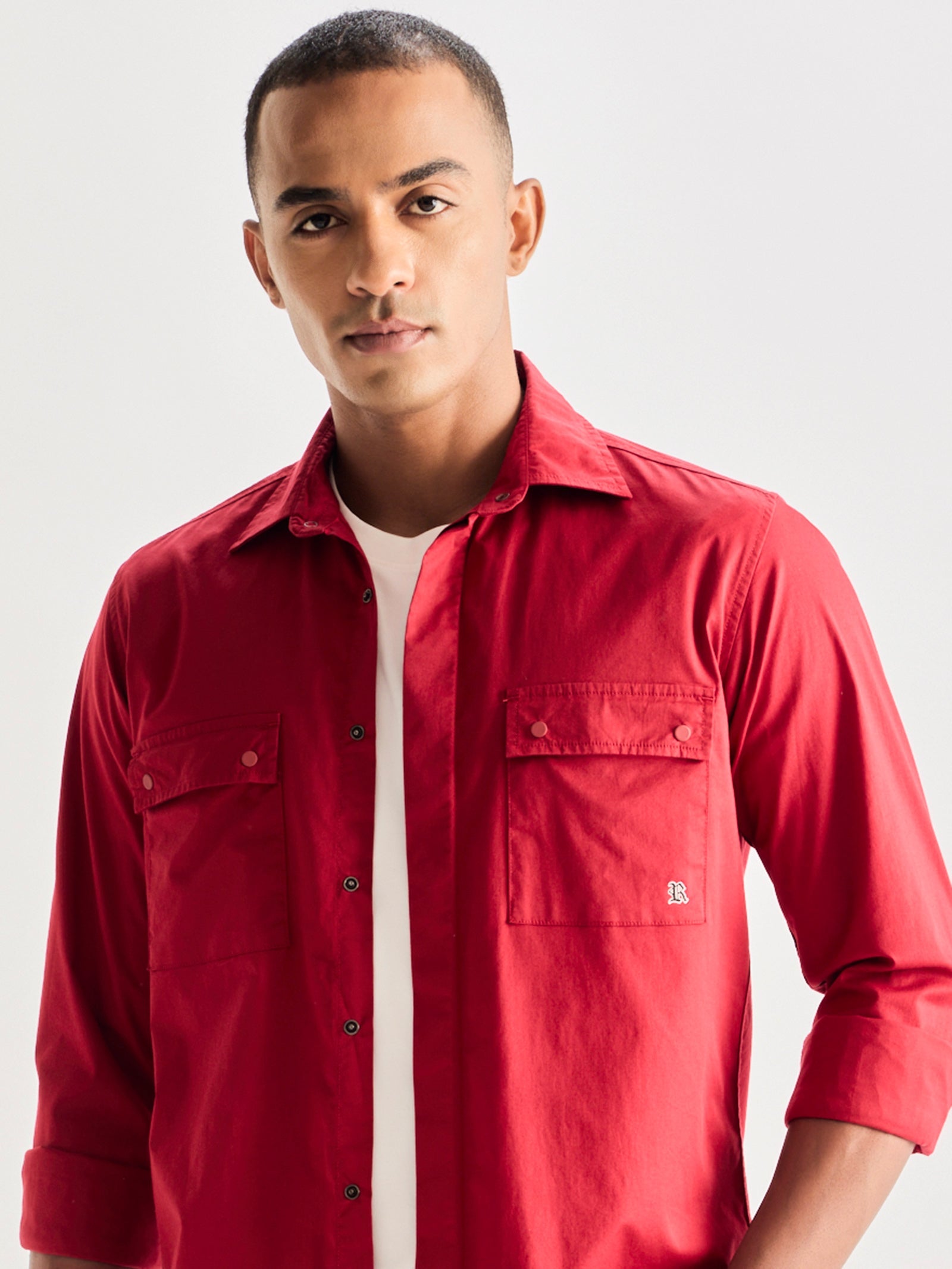 Red Stretch Cargo Shirt