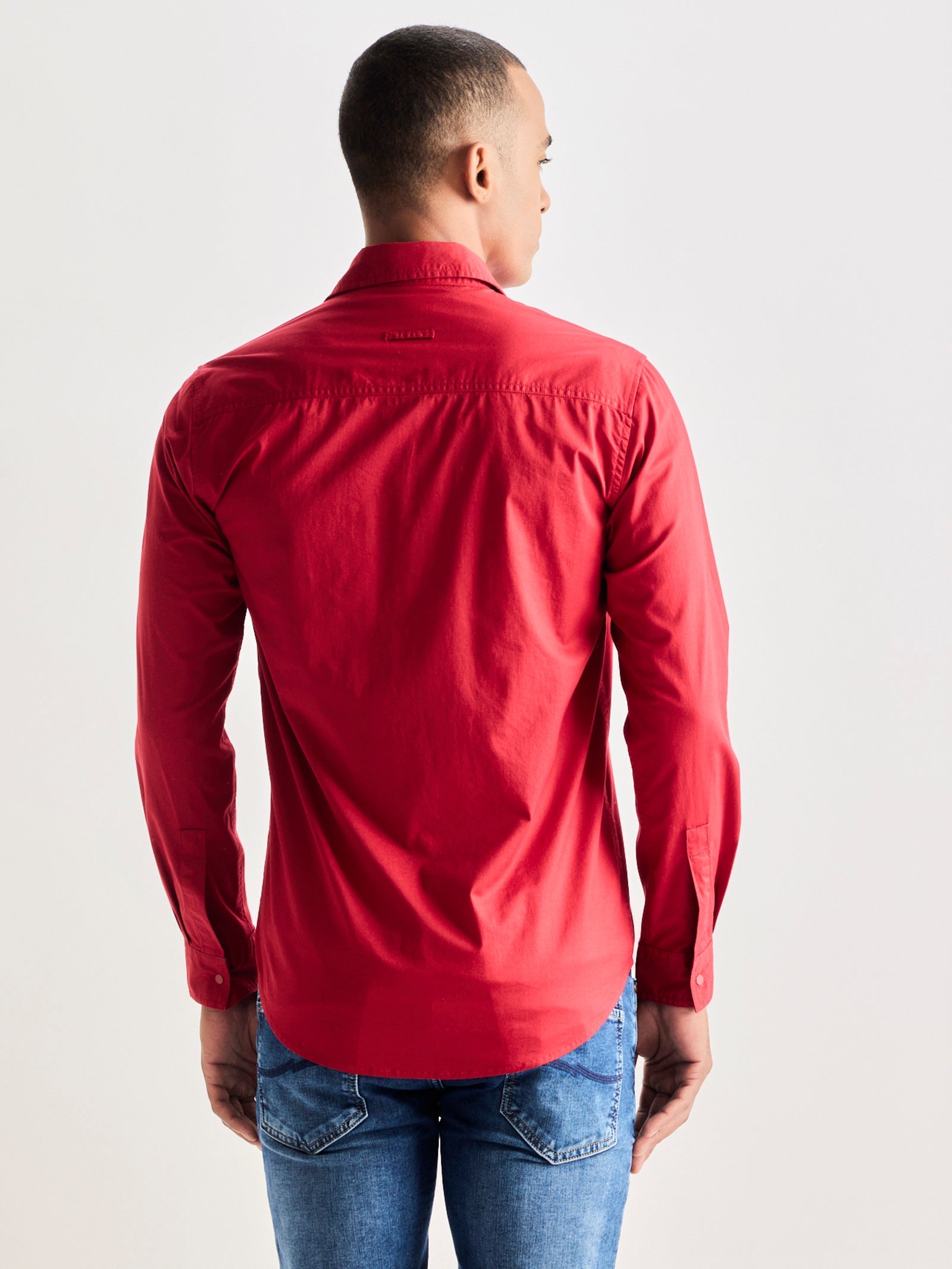 Red Stretch Cargo Shirt