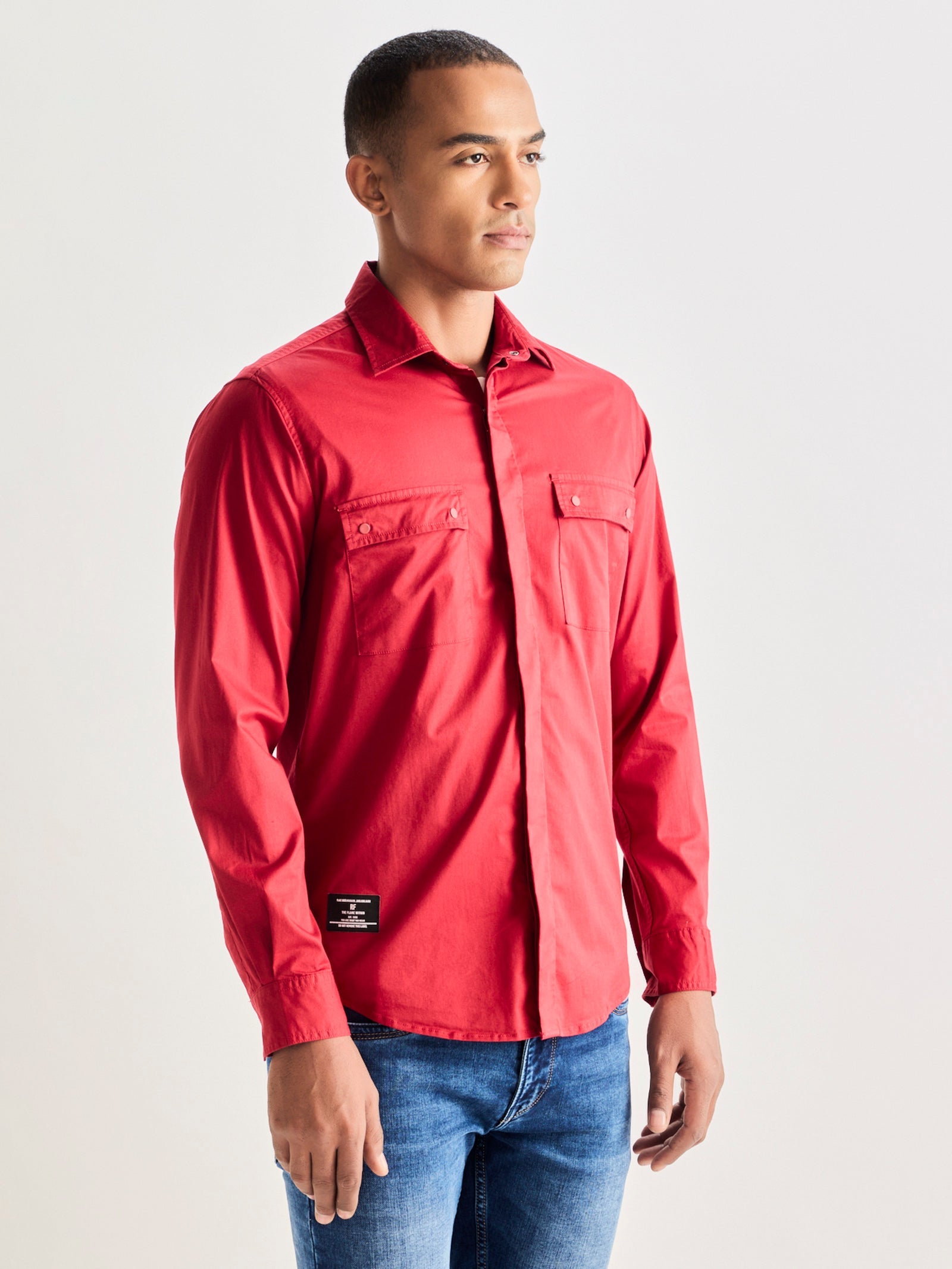 Red Stretch Cargo Shirt