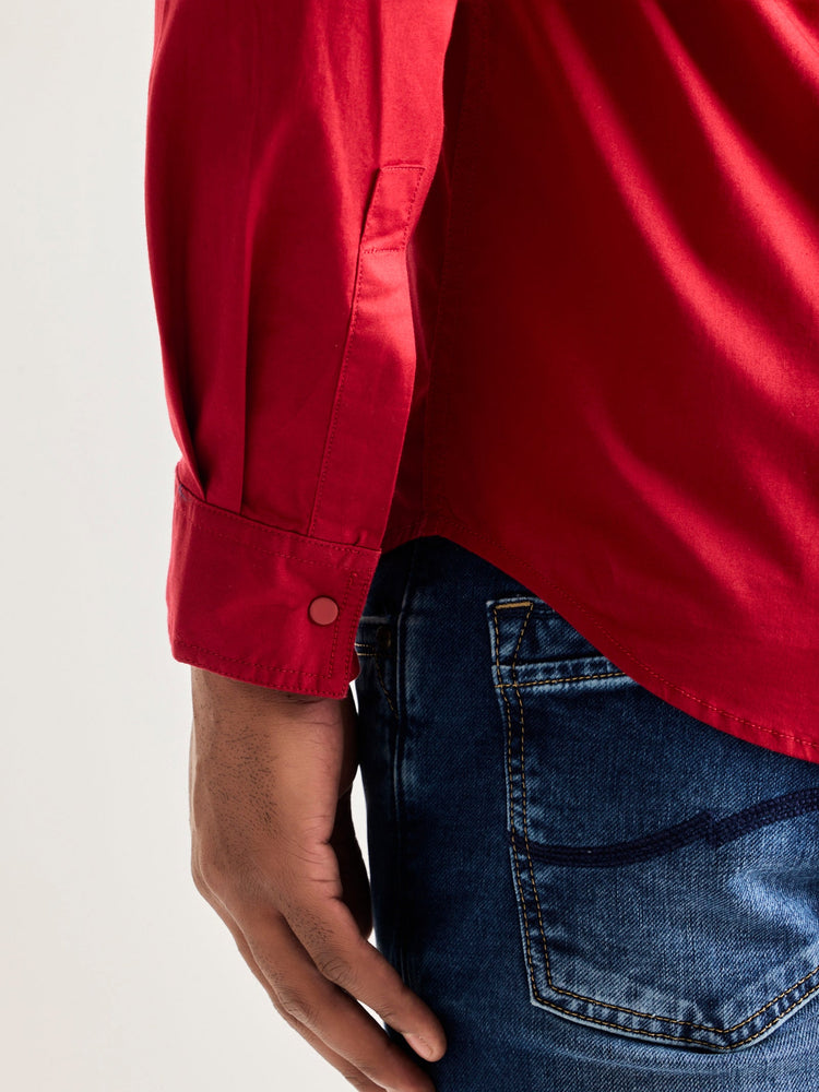 Red Stretch Cargo Shirt