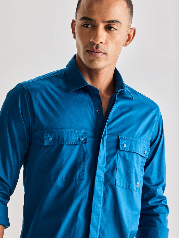 Navy Stretch Cargo Shirt