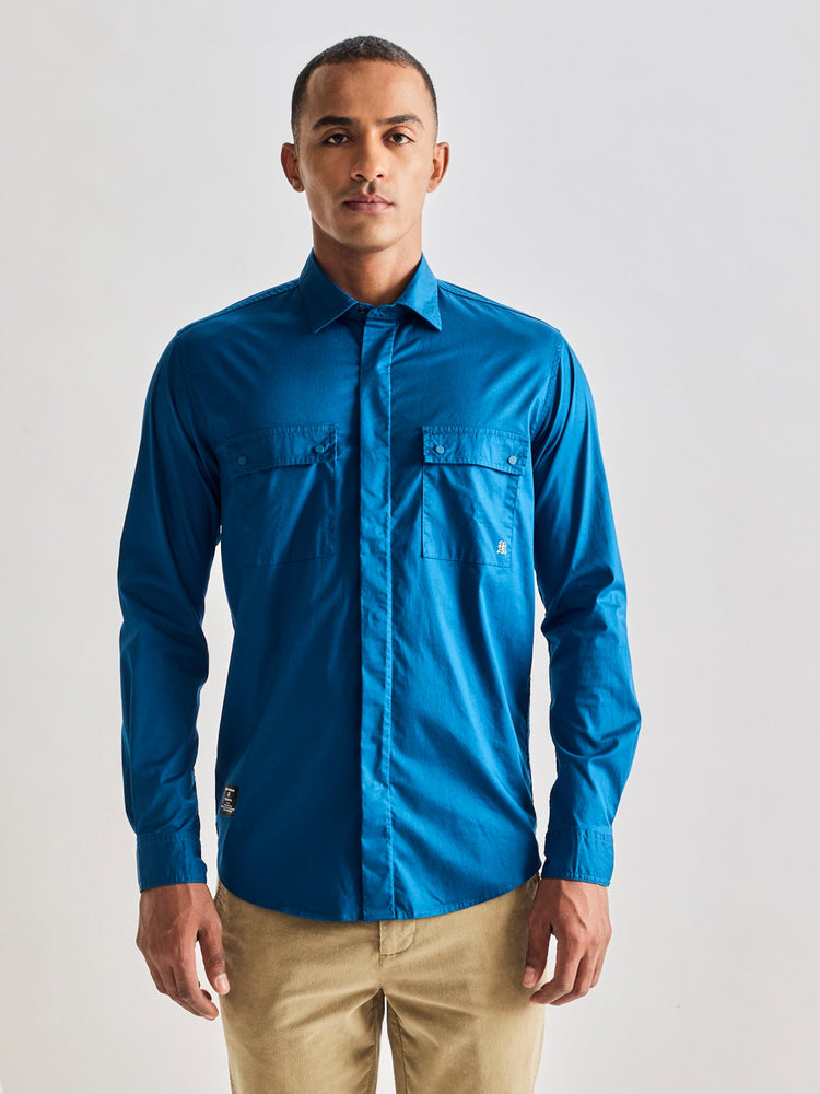 Navy Stretch Cargo Shirt