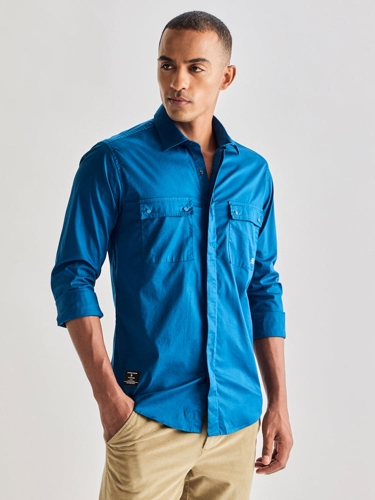 Navy Stretch Cargo Shirt