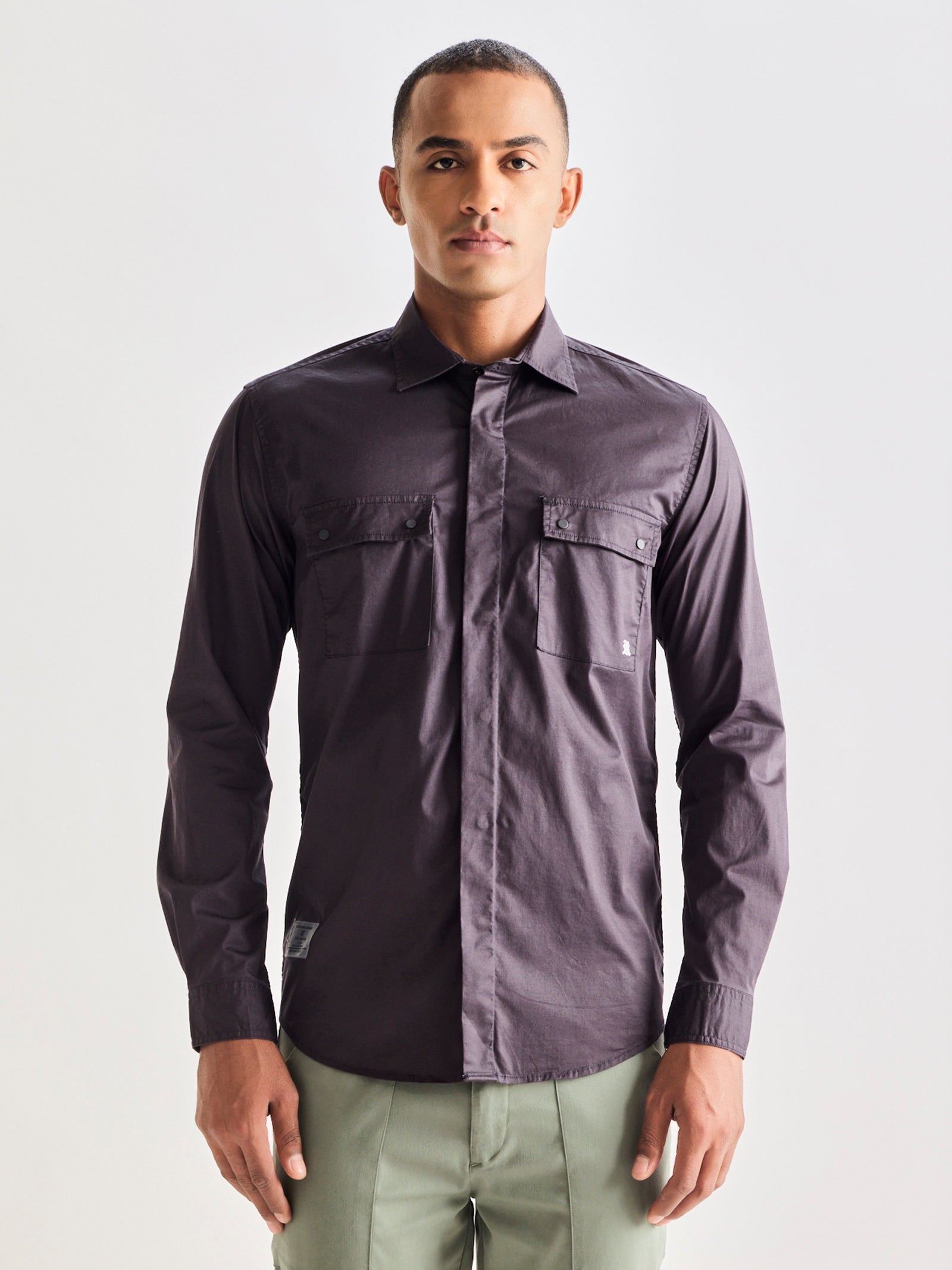 Grey Stretch Cargo Shirt