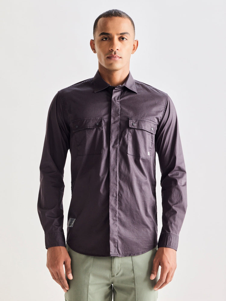 Grey Stretch Cargo Shirt
