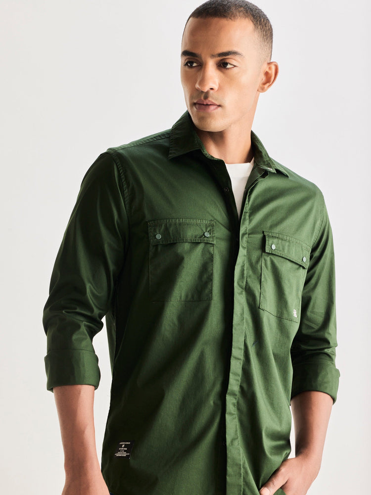 Green Stretch Cargo Shirt